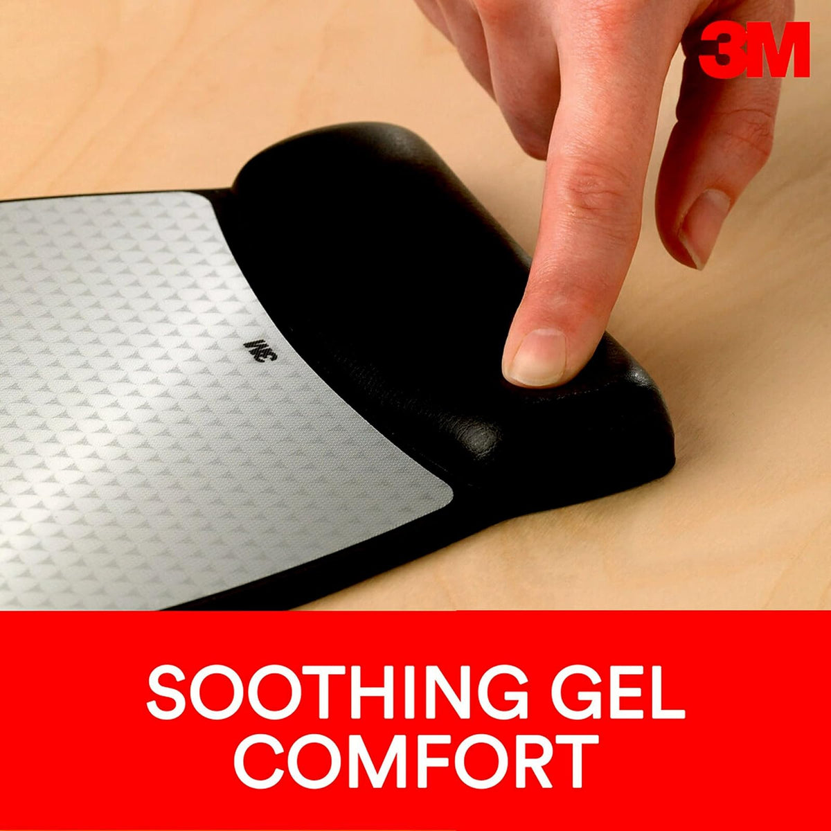3M Precise Mouse Pad with Gel Wrist Rest, Soothing Gel Comfort with Durable, Easy to Clean Leatherette Cover, Optical Mouse Performance and Battery Saving Design, 8.6" x 6.8", Black (MW309LE)