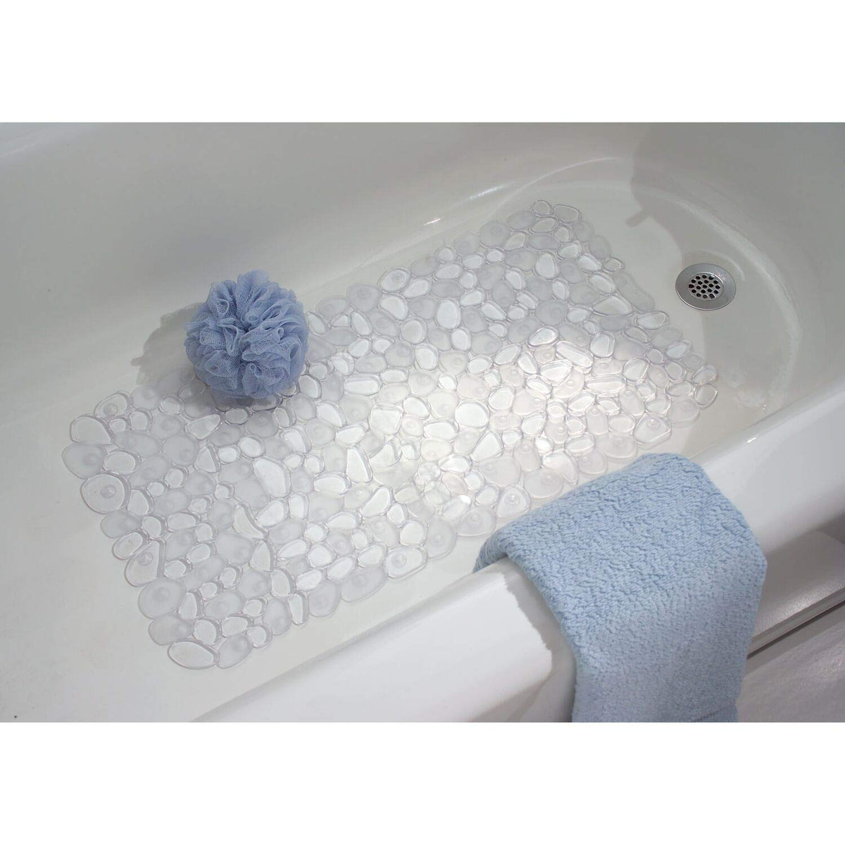 InterDesign Pebblz Bath Mat, Clear