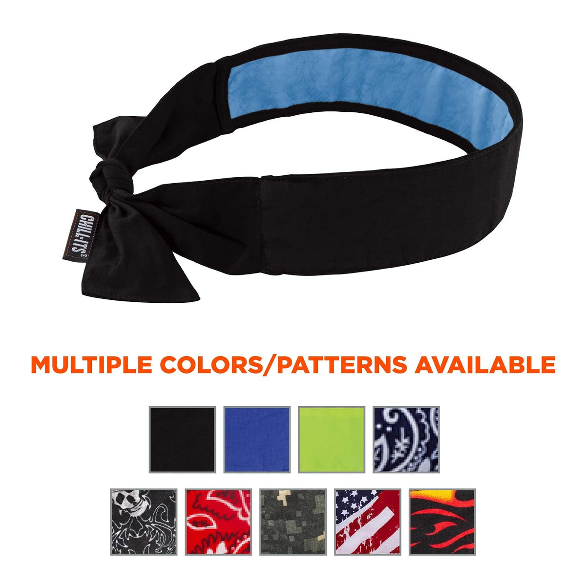 Ergodyne Chill Its 6700CT - Bandana de refrigeración forrada con material de PVA evaporativo para un alivio rápido de enfriamiento, lazo para un ajuste ajustable, paquete de 2