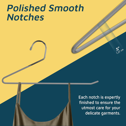 Lifemaster 50-Pc Heavy Duty Metal Non-Slip Pants Hanger Set - Space-Saving Closet Hangers for Pants, Jeans, Blankets, and More - Organize with Open-Ended Sleek Design - Grey