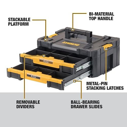 DEWALT Caja Organizadora de Herramientas TSTAK de 2 Cajones DWST17804