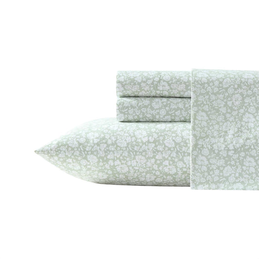 Laura Ashley - Juego de sábanas Queen con sábana Bajera y Fundas de | 100% percal de algodón, sábana bajera de bolsillo profundo, tamaño queen, sábana encimera y fundas de almohada incluidas