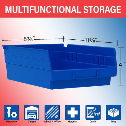 Akro-Mils 30150 12-Inch by 8-Inch by 4-Inch Plastic Nesting Shelf Bin Box, Blue, Case of 12