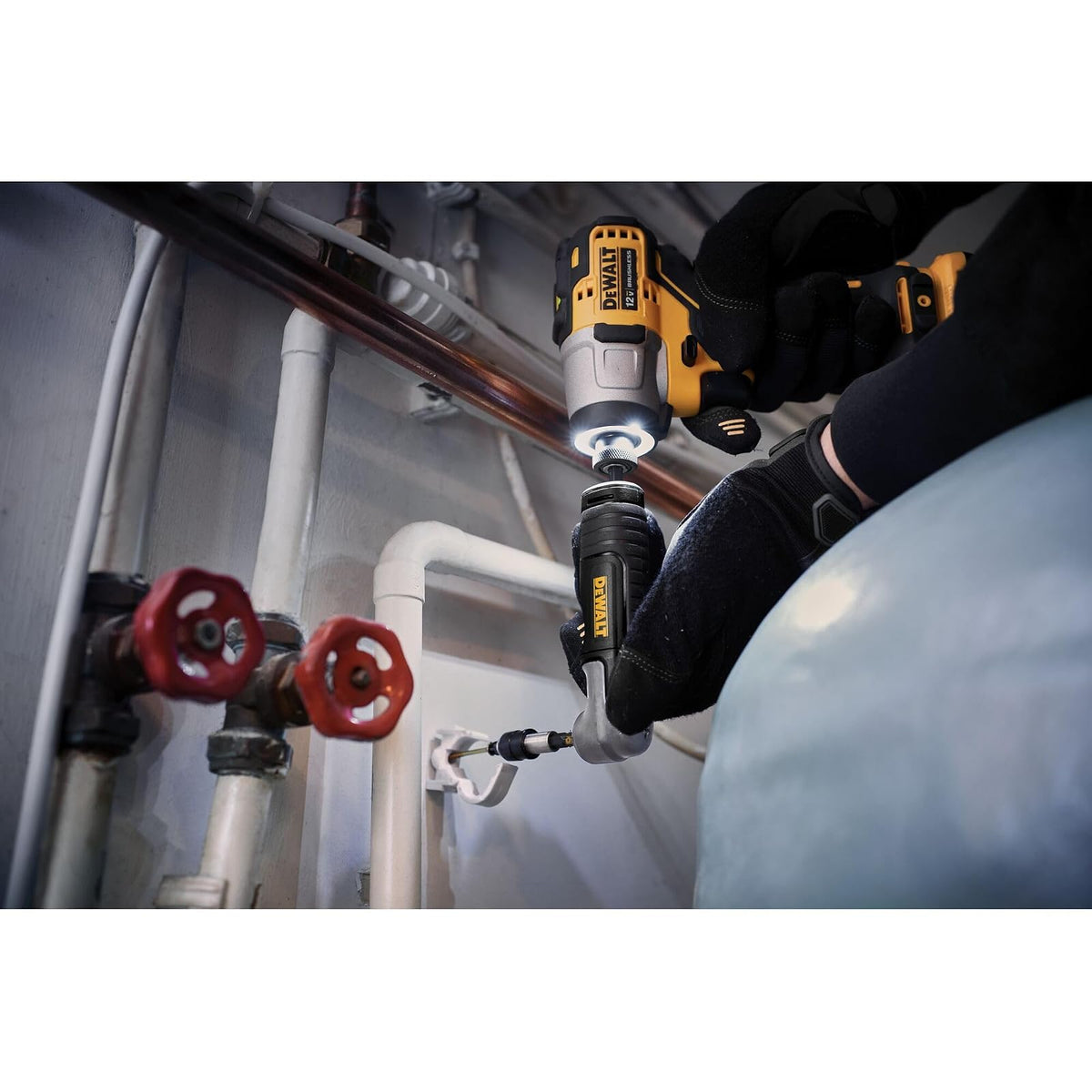 DEWALT Adaptador de taladro de ángulo recto, FlexTorq, sistema 4 en 1, eje flexible compacto, recto, 30 cm (DWAMRASETFT)