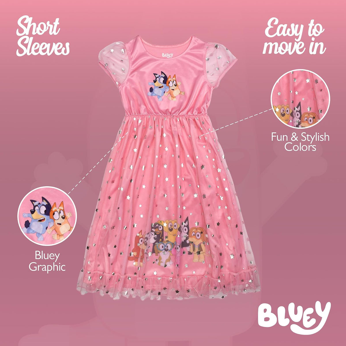 Bluey Fantasy Gown Nightgown Camisón Niñas