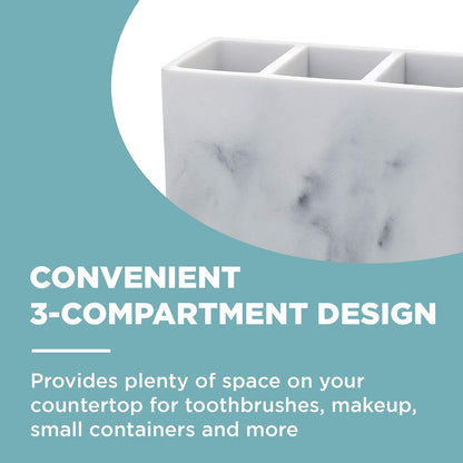 Zenna Home Corin Organizador de Cambiador: Almacenamiento de encimera para organización de mostrador de baño, Soporte para Cepillo para Polvo de Dientes, Maquillaje y más, Resina Resistente, Gris