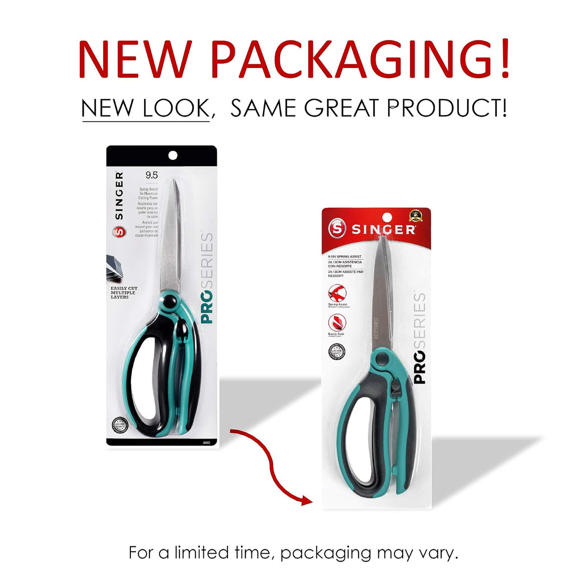 SINGER 00565 9-1/2-Inch ProSeries Spring Assist Scissor with Comfort Grip