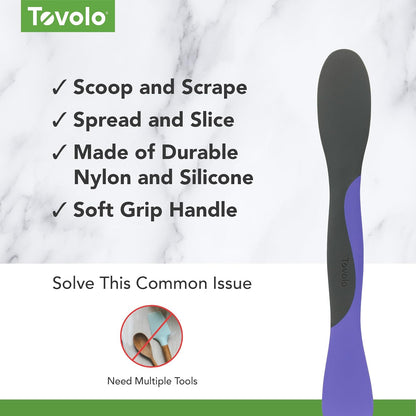 Tovolo - Herramienta de cuchara y esparcir para preparar comidas de cocina, rebanar, esparcir y raspar, muy peri y carbón, grande, bígaro