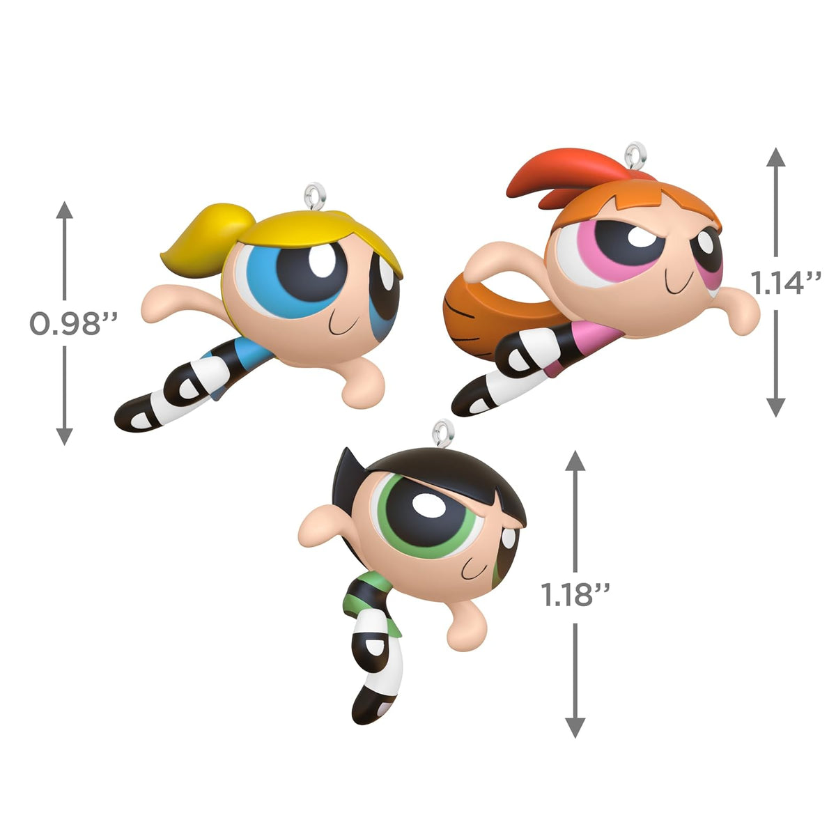 Hallmark Adornos de Navidad 2024, The Powerpuff Girls Blossom, Bubbles and Buttercup, Juego de 3, Regalos de Dibujos Animados