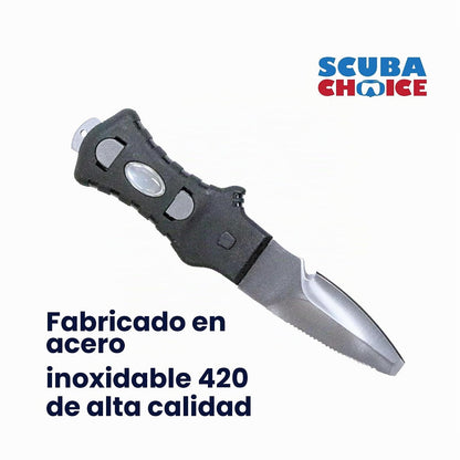 Scuba Choice Cuchillo Buceo Acero Inoxidable Punta Roma 9 Pulgadas | Punta roma, hoja 2.3 pulgadas, mango ergonómico, 7 pulgadas total, para buceo y esnórquel