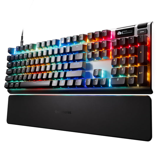 SteelSeries Apex Pro Gen 3 OmniPoint 3.0 Interruptores hipermagnéticos — Actuación Ajustable — Disparador rápido — Presets listos para el Juego — Modo de protección — Tap/SOCD — OLED — RGB — Teclas
