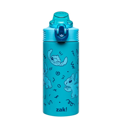 Zak Designs Botella de Agua Infantil de Acero Inoxidable 14 oz - 0.4 Litros - Stitch