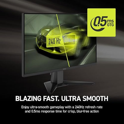 MSI mag 245F X24 Monitor para Juegos de 24 Pulgadas 1920 x 1080 (FHD), 240 Hz, FreeSync Premium, Compatible con HDR, HDMI, Puerto VGA, Montaje VESA, inclinable, Marco Delgado de 4 Lados 0,5 ms, Negro