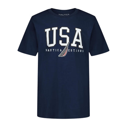 Nautica Playera de Manga Corta con Cuello Redondo para Niño - Team Usa Yale Blue - 14-16