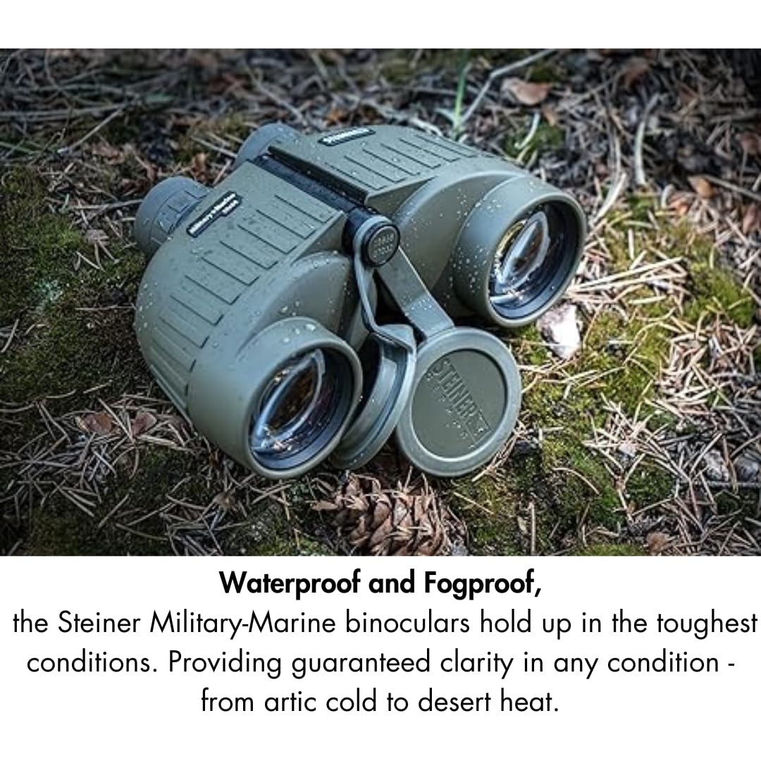 Steiner Military/Marine 8x30 Binocular | Óptica de alto contraste totalmente revestida, absorción de golpes de prisma flotante, impermeable, garantía de patrimonio