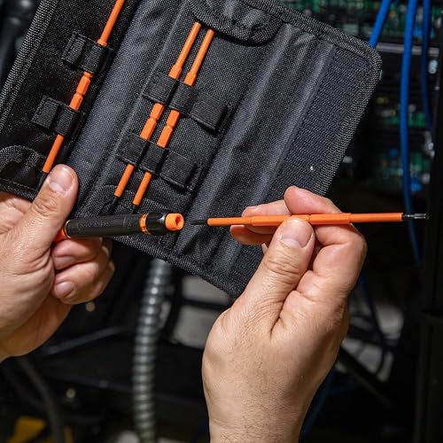 Klein Tools 32584INSR - Juego de destornilladores de precisión 8 en 1 con funda, juego de aislamiento clasificado de 1000 V con puntas TORX ranuradas y a prueba de manipulaciones