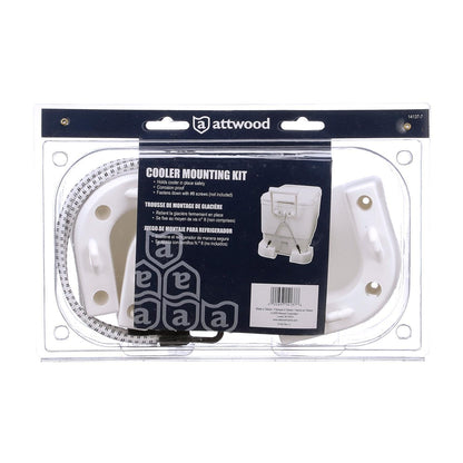 Attwood 14137-7 Kit de montaje para enfriador, 4 piezas de esquina, 2 correas elásticas de conexión rápida, resistente a la corrosión