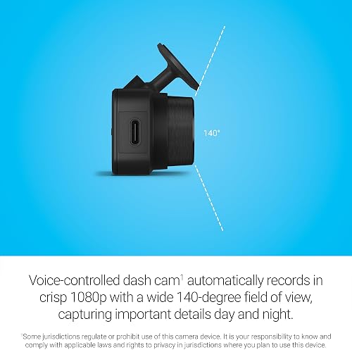 Garmin Dash CAM Mini 3 | Graba video HD 1080P con un campo de visión de 140 grados, cámara de tablero ultracompacta y de tamaño clave, control de voz