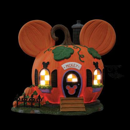 Department 56 Disney Village Halloween Mickey Mouse Pumpkintown House Lit Building, 5.83 Pulgadas, Multicolor