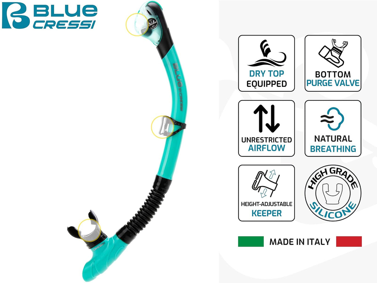 CRESSI Horizon – Máscara de Buceo y esnórquel Unisex con 4 Lentes temperares Separados o Set máscara+esnórquel Scilla Top Dry Combo para una visión Completa Limitada por Pines