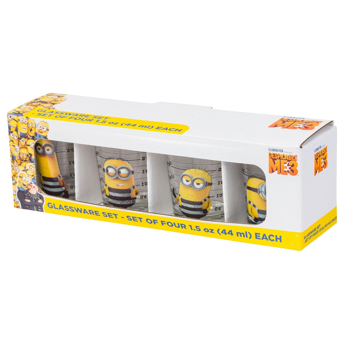 Minion de Mi villano favorito, foto de identificación policial, minis, vaso para tragos, Multicolor, 29.57ml, 1