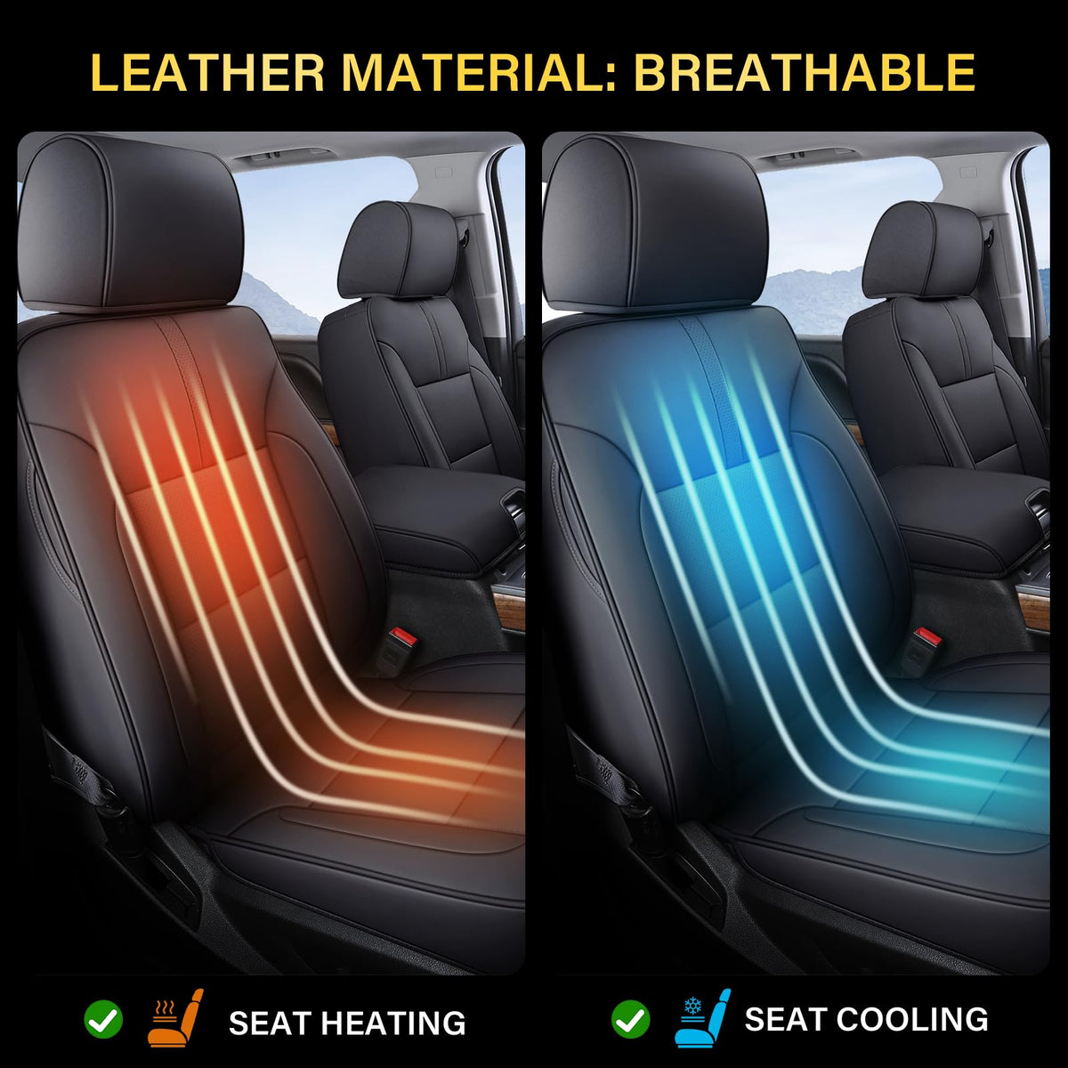 Coverado Fundas De Asiento Silverado, Protectores De Asiento De Automóvil De Piel Impermeable, Juego Completo Personalizado, Compatible Con Chevy Silverado Gmc Sierra Pickup 2014-2018 1500 2015-2019 2500H