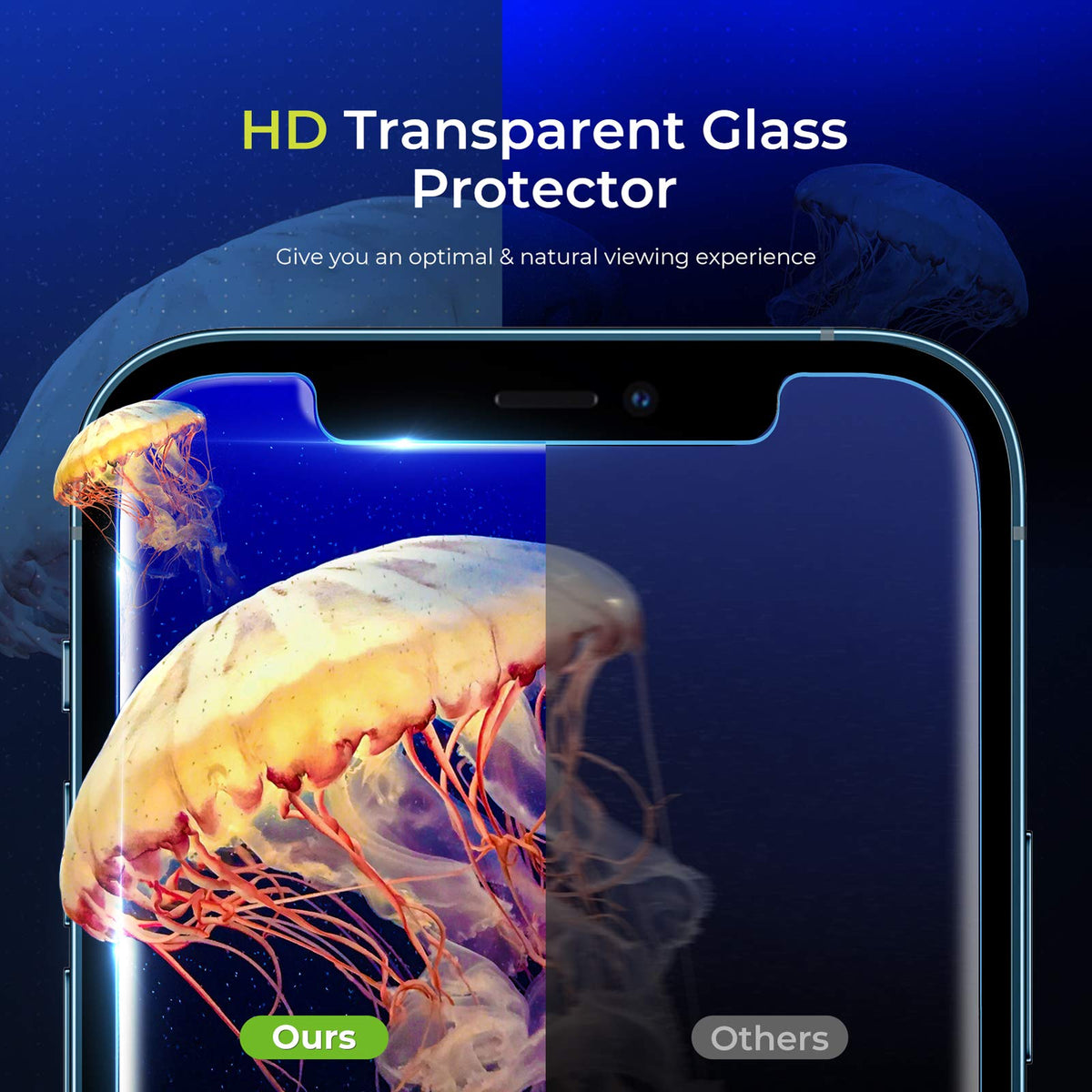Oribox - Protector de visualización de vidrio templado para iPhone 12