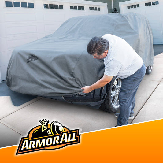 Armor All - Funda de automóvil resistente para todo tipo de clima, protección máxima contra el sol, la lluvia, el viento y la nieve para SUV o CUV de hasta 205 pulgadas de longitud; cubiertas para interiores y exteriores; gris