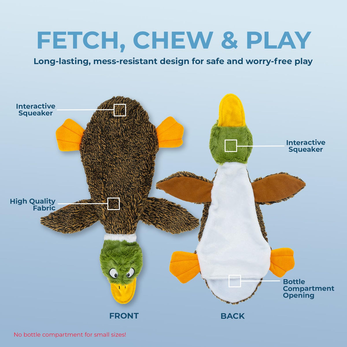 Best Pet Supplies - Juguete Divertido para Perro sin Relleno, 2 en 1, diseño de Pato Salvaje, Grande