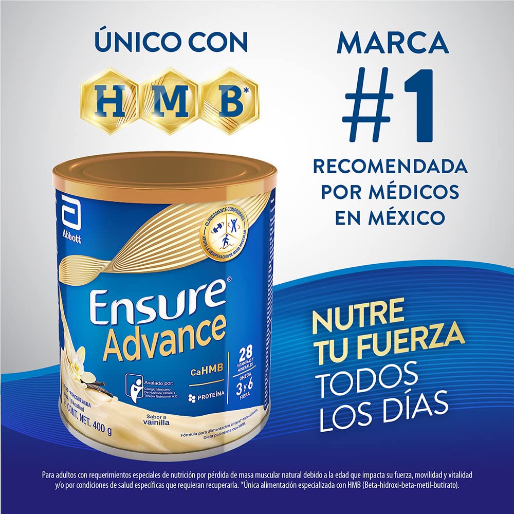Ensure Advance Polvo Sabor Chocolate 400 g + Advance Vainilla en Polvo 400g, Alimentación Especializada