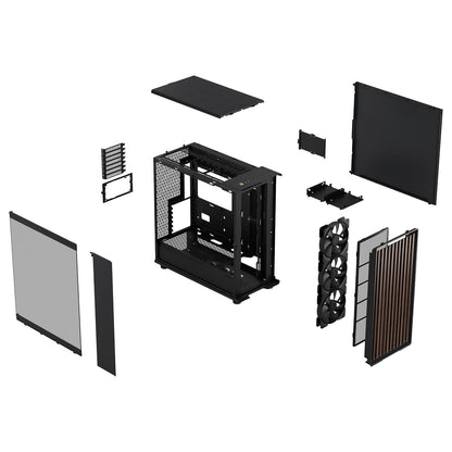 Gabinete Fractal Design North XL E-ATX – Negro, Diseño Estético con Panel de Madera, Soporte para GPUs de hasta 330 mm