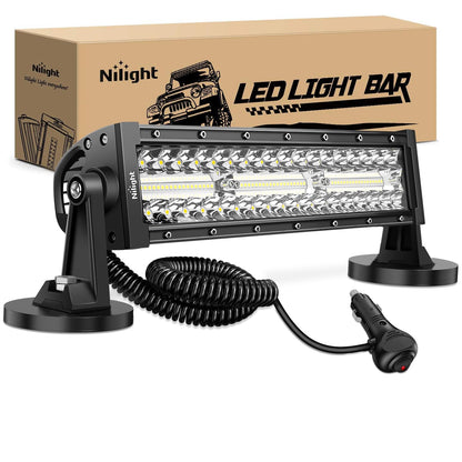 Nilight Barra de Luz LED de 13.5 Pulgadas Triple Fila Encendedor de Cigarrillos Base Magnética 96 LED