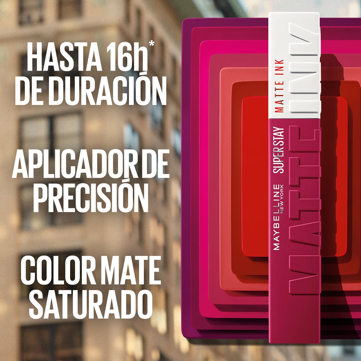 Maybelline SuperStay Matte Ink Labial Líquido, Larga Duración 16 Horas, Alta Pigmentación Sin Transferencia, Aplicador de Precisión en Flecha, Tono 80 Ruler, 5 ml