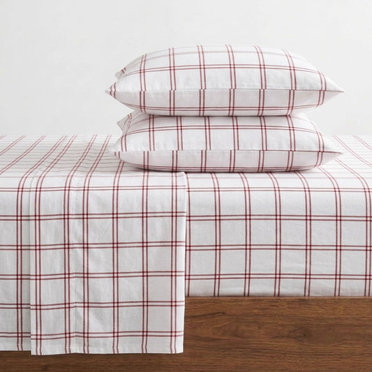 Eddie Bauer Juego de Sábanas de Franela - Varios Estampados - Mellizo - Westridge Plaid Orange