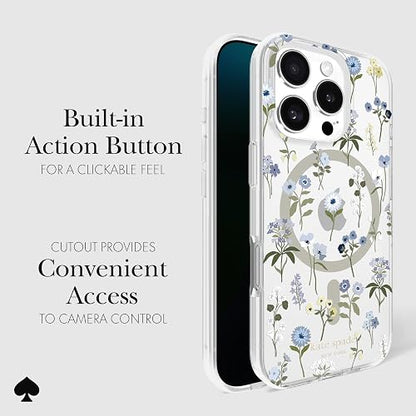 Kate Spade New York - Funda para iPhone 16 Pro, diseño de Flores Preciosas | Compatible con MagSafe - Funda ligera de diseño para iPhone 16 Pro con revestimiento antiarañazos y precioso diseño de flores