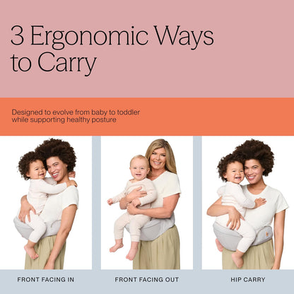 Ergobaby Lift - Portabebés ergonómico para asiento de cadera con almacenamiento, cómodo cinturón ancho y soporte lumbar (16 libras - 45 libras) - Portabebés antideslizante para niños pequeños - Azul