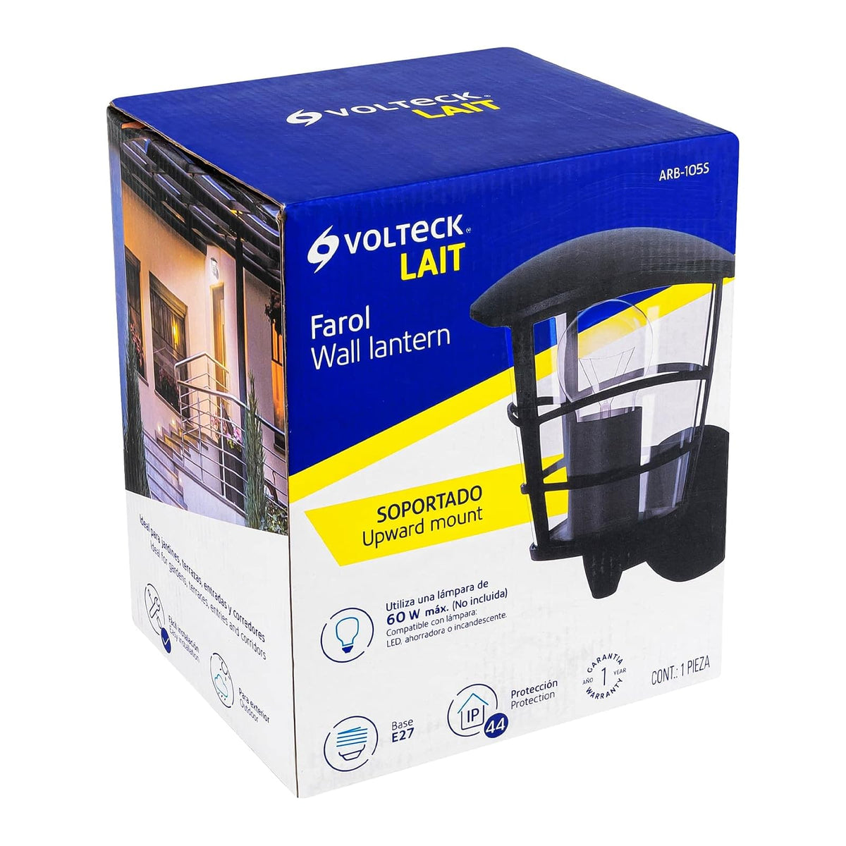 Volteck Lait ARB-105S, Arbotante tipo farol moderno soportado lámpara no incluida