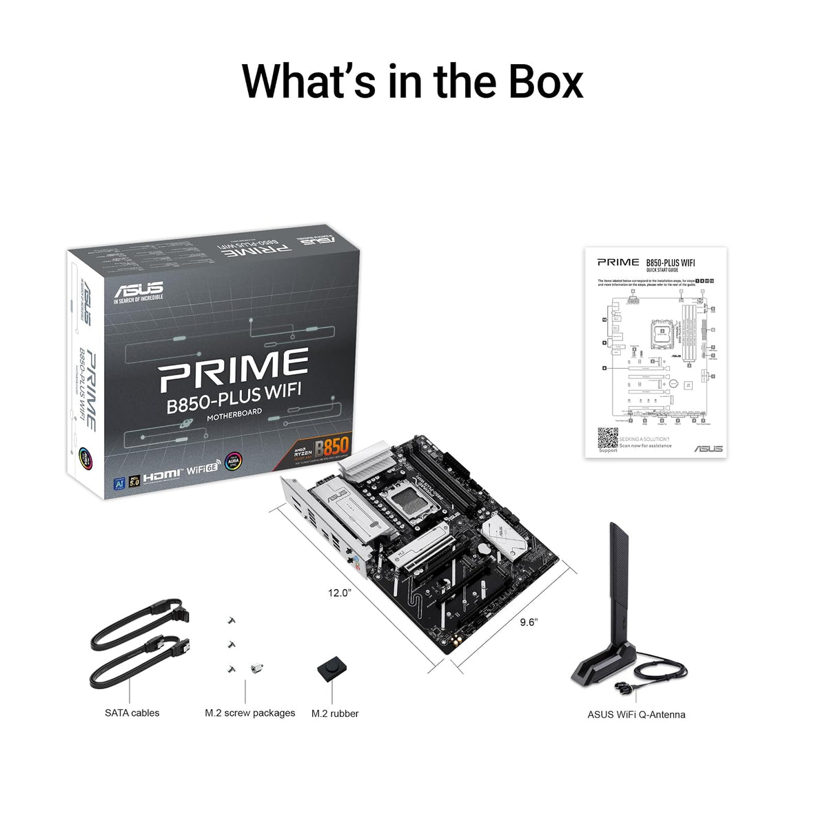 ASUS Prime B850-PLUS WiFi Tarjeta Madre AMD para tu PC de Trabajo y Juego | ATX, AMD AM5, DDR5 hasta 8000+ (OC), PCIe 5.0 x16, 3 ranuras M.2 (1 PCIe 5.0), VRM 8+2+1, WiFi 6E, LAN 2.5Gb, USB-C 10Gbps