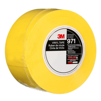 3M - Cinta de marcado de piso duradera 971, amarillo, 3 x 36 yardas, 17 mil, vinilo resistente, ideal para áreas de alto tráfico, codificación de colores, color vibrante, eliminación limpia