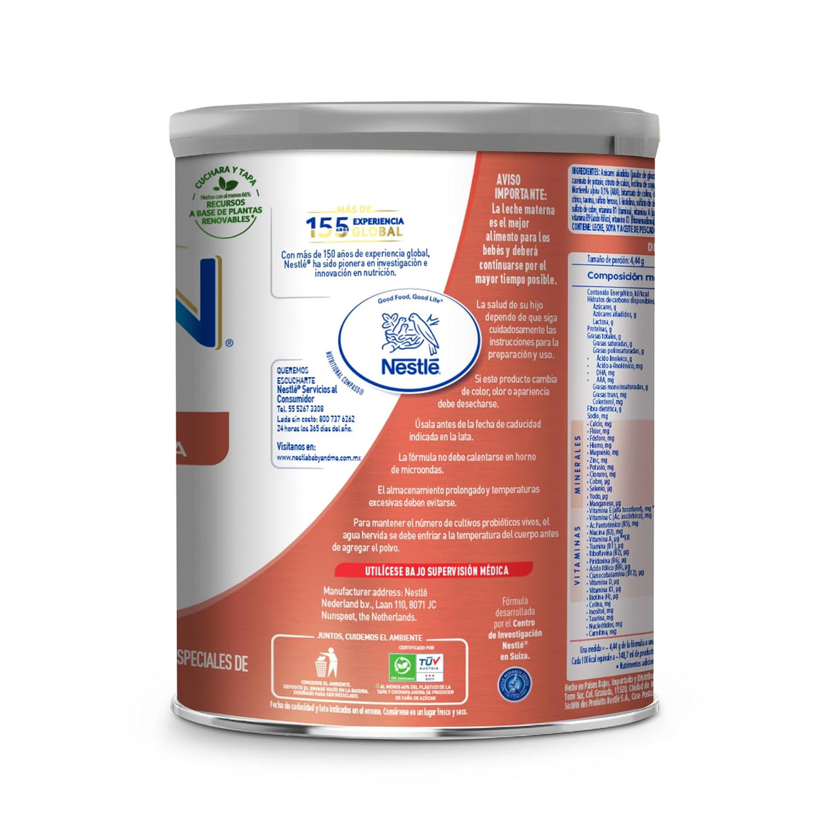 NAN, Fórmula infantil NAN Sin Lactosa, a partir del nacimiento, 1 lata de 400g, 400 gramos