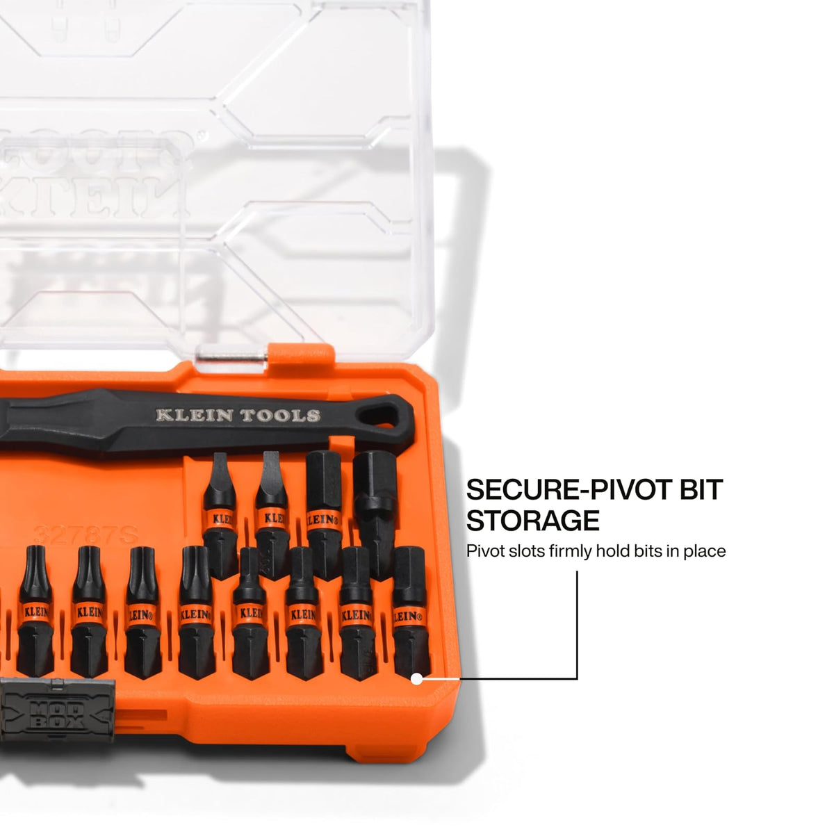 Klein Tools 32787S - Juego de puntas de impacto ProFlex de microcarraca delgada, 20 piezas, acero S2, estuche de almacenamiento compatible con MODbox, portapuntas magnético