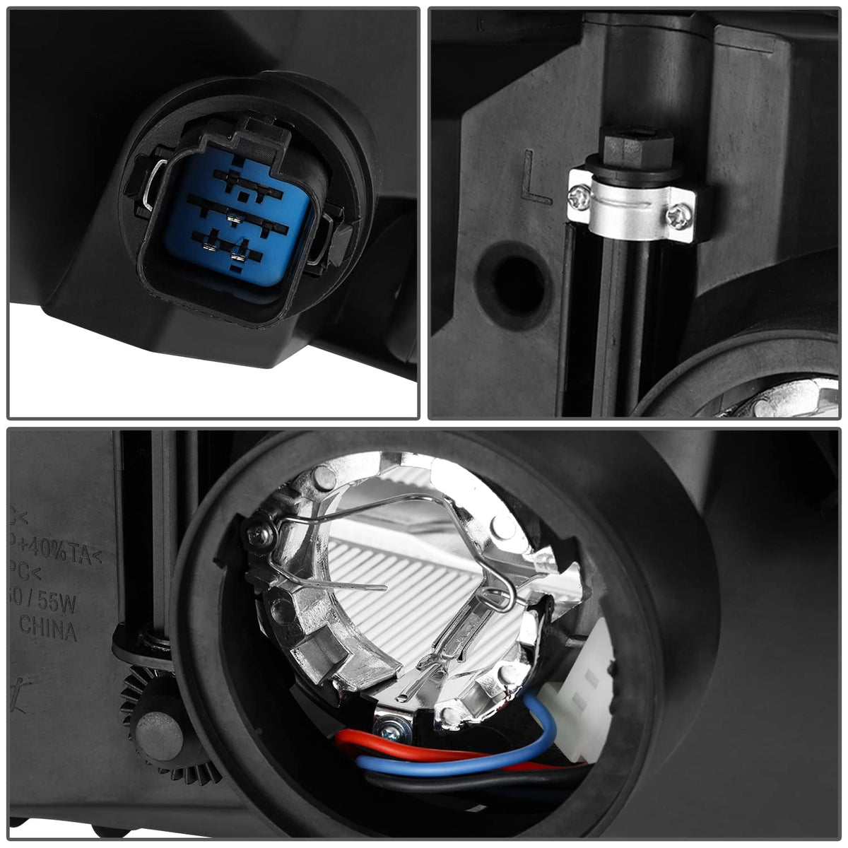 DNA MOTORING OEM-HL-0167-L Faro Delantero Izquierdo para Ford Focus 2000-2002, Carcasa Cromada Lente Transparente