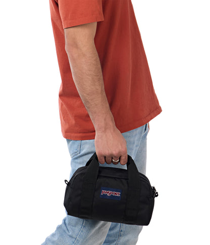 JanSport Weekender Mini Duffel - Bolsa de viaje o gimnasio, para fin de semana duradero con asas de agarre laterales, color negro, Negro -, Una talla, Mini lona de fin de semana