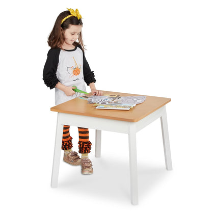Melissa & Doug - Mesa Cuadrada de Madera - Muebles para niños para Sala de Juegos (Natural/Blanco)