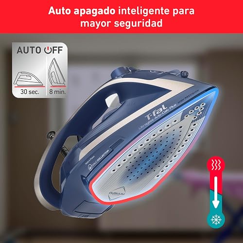 T-fal Plancha de Vapor Ultragliss Anti-Calc Plus FV6843X0 | Suela Durilium Airglide, golpe de vapor de 180 g/min, 1800 W, tanque de 270 ml, recolector de calcio extraíble