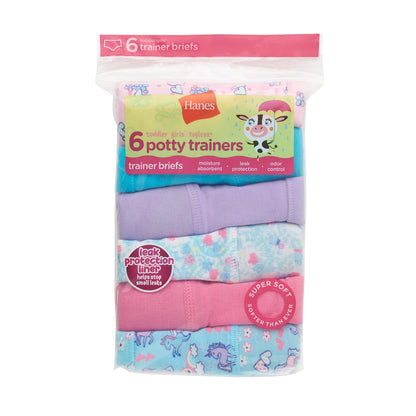 Hanes - Calzoncillos para Entrenamiento de Orinal para niñas pequeñas, Que absorben la Humedad, protección contra el Olor, Ropa Interior para Entrenamiento de Orinal, Paquete de 6