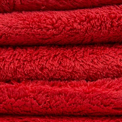 Chemical Guys Toalla de Microfibra sin Bordes, roja, 16" x 16" (Paquete de 3)