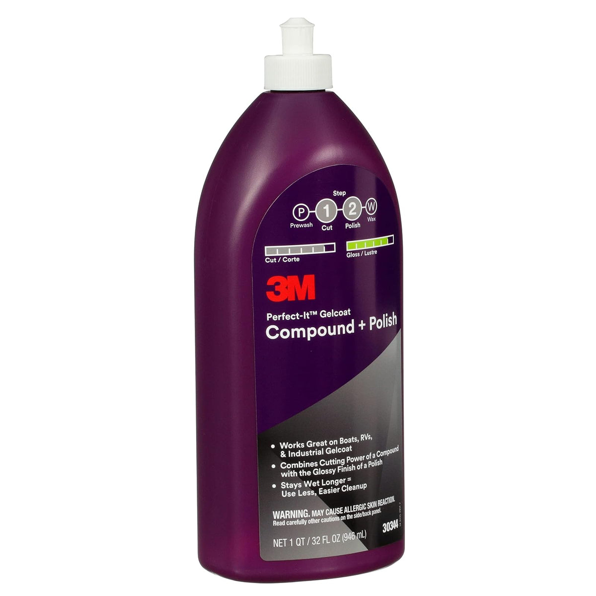 3M Perfect-It Gelcoat Compound + Polish 30344, 1 Cuarto