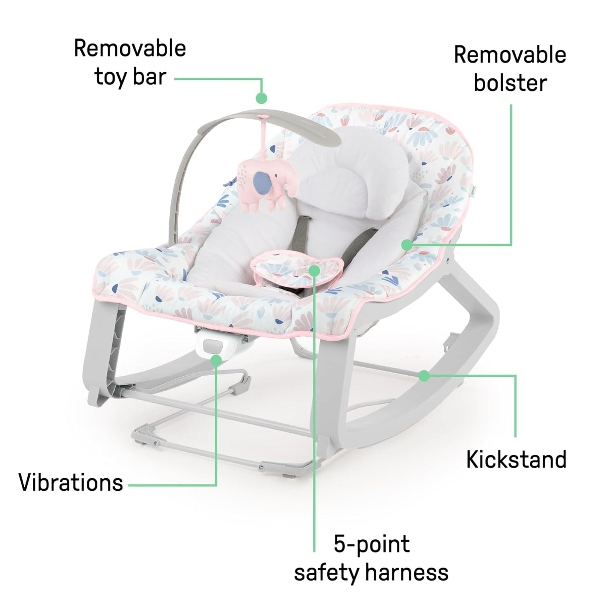 Ingenuity Silla Mecedora 3 en 1 Barra de Juegos para Bebés