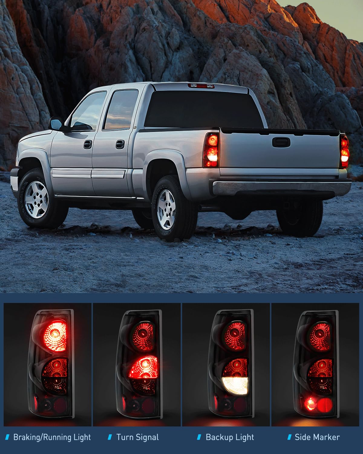 Nilight NA803 Conjunto de Luz Trasera para Chevrolet Silverado 1500/2500/3500 1999-2002 GMC Sierra, Estilo OE, Lente Ahumado